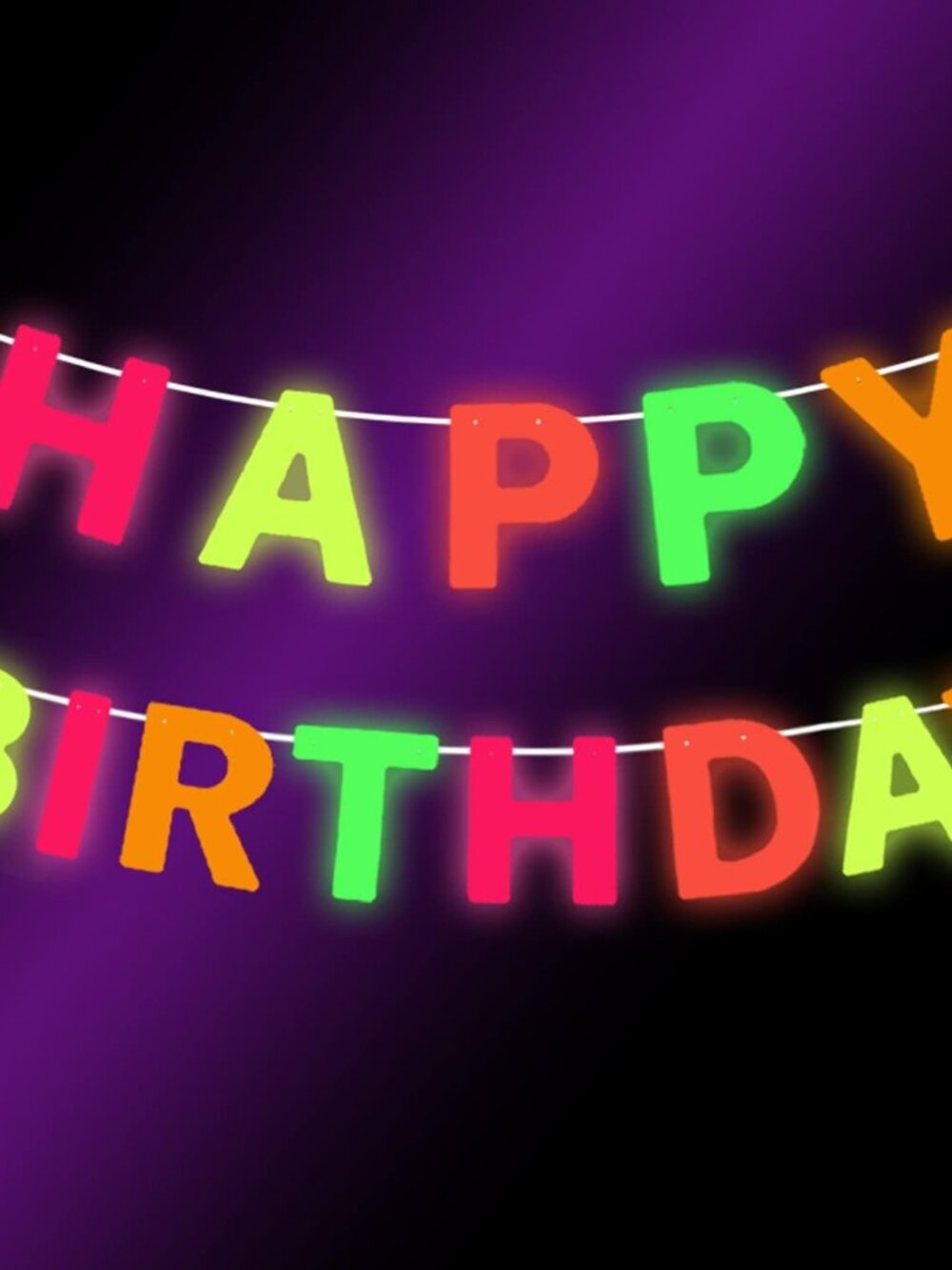 Neon 'Happy Birthday' Banner, UV Glow Party Supplies & Decorations, Neon Color,